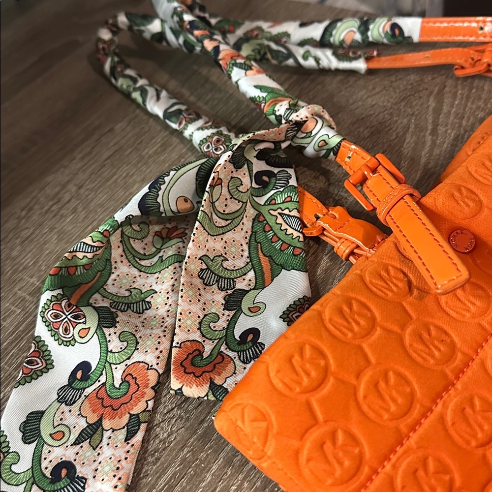 Michael Kors Orange Embossed Tote - Picture 12 of 12